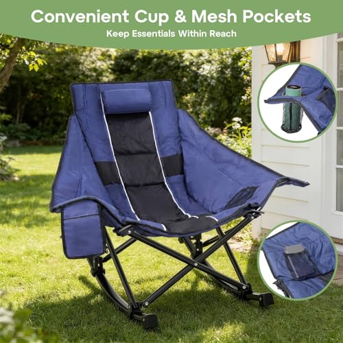 Suteck Silla Mecedora Oversized para Camping, Acolchonada y Resistente para Adultos miniatura 6