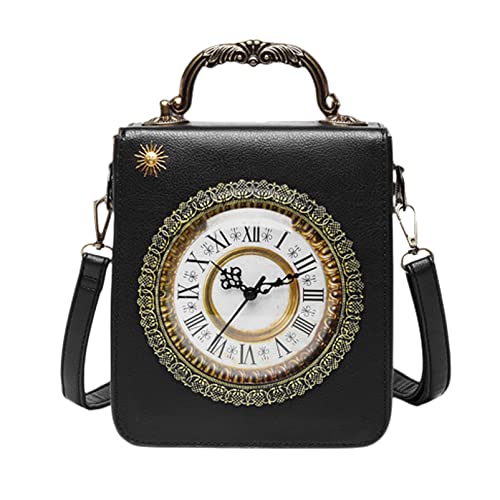 Clock Shaped Purse Women Classic Retro Handbag Crossbody Messenger Shoulder Bag Embroidered Unique NoveltySquare Bag