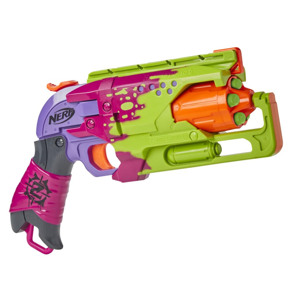 NERF Zombie Strike Hammershot Blaster, Pull-Back Hammer-Blasting Action, 5 Official Zombie Strike Darts, Splatter Color Scheme, Multi color