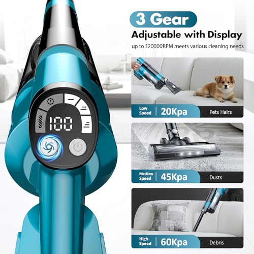 Cordless vacuum cleaner in use