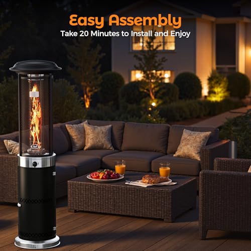 BALI OUTDOORS Propane Patio Heater, Stainless Steel Standing, 36,000 BTUs Portable Commercial Outdoor Gas Patio Heater with Glass Tube for Deck, Garden and Porch, Black - Image 5