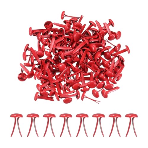 PATIKIL Brads Paper Fasteners 9 x 5 mm Metal Red 120 Pcs