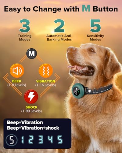 Image of [New 2025] 2-in-1 Dog Shock Collar & Bark Collar - 3300FT Dog Training Collar with Remote, Automatic Anti-Barking, 5 Adjustable Sensitivity Levels, IP67 Waterproof E-Collar for Small Medium Large Dogs