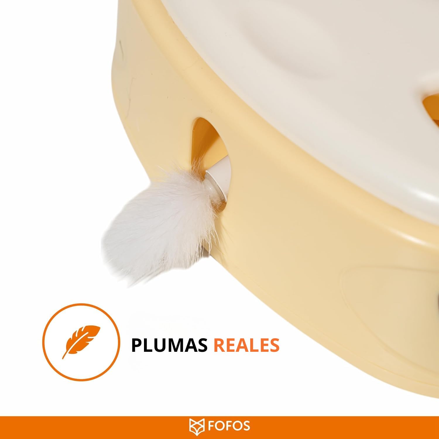 FOFOS Jouet interactif pour chats Boîte à fromage, activé par mouvement, mouvement aléatoire, plumes réelles, fonctionne sur piles, mode veille automatique