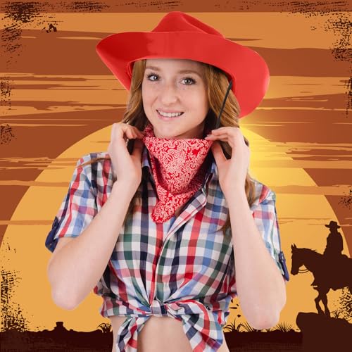 Image of Mepase Cowboy Hats Bulk Felt Western Party Wide Brimmed Cowgirl Hats Set for Adults Men Women Costume Party