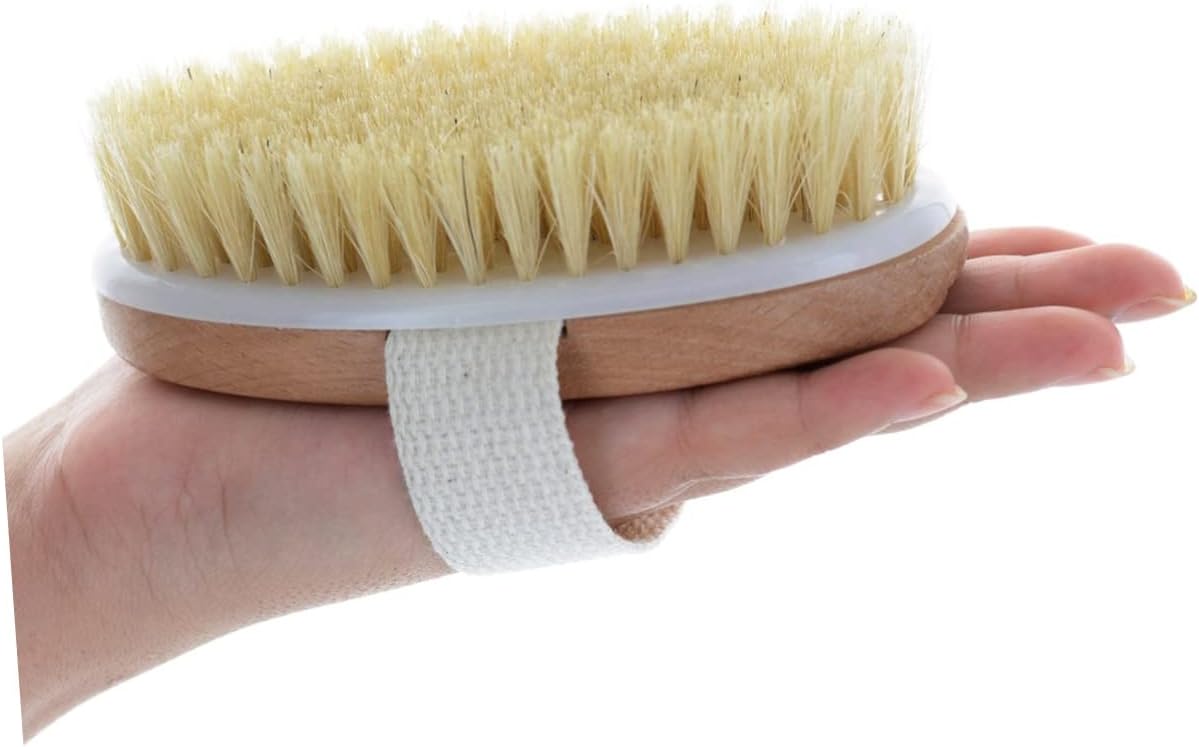 Wooden Bath Shower Body Brush Natural Bristle Spa Exfoliating Brush for Feet Knees and Legs Improves Circulation Skin Softness No Handle Design