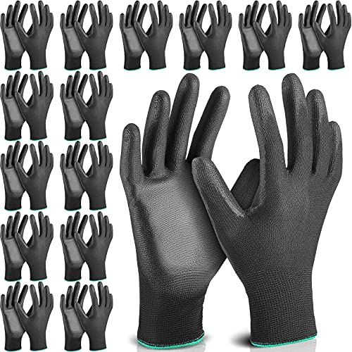 15 Pair Safety Work Gloves PU Coated Working Gloves with Grip Polyurethane Nylon Lite Gloves for Home Gardening (Medium)