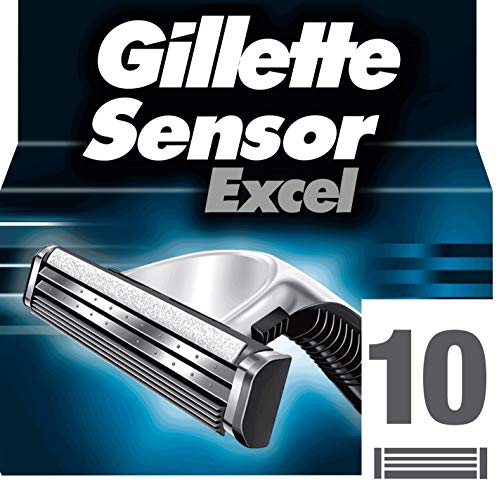 Cuchillas De Afeitar Gillette Gillette SensorExcel - Cuchillas de afeitar para hombre, 10 recambios