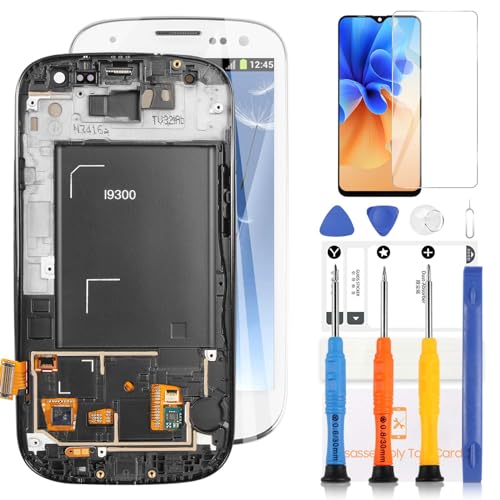 Pantalla LCD para Samsung Galaxy S3 I9300 I9301 I535 Pantalla para Samsung Galaxy S3 LCD Pantalla Táctil Digitizer Assembly Piezas de Reparación de Repuesto con Herramientas (Blanco, No Amoled)