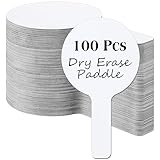 Seajan 100 Pcs Auction Bidding Paddles Bulk Answer Numbers Voting Blank Fans Dry Erase Boards Doubled Sided Handheld for Back to School Supplies(Round)