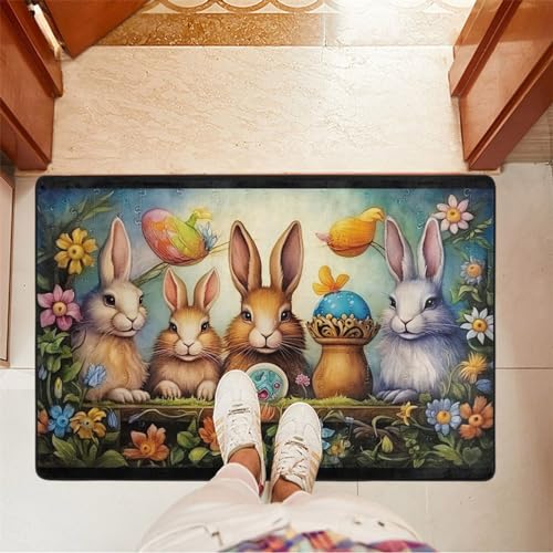 UMIRIKO Easter Bunny Eggs Cute Rabbit Kitchen Rug Mats Anti Fatigue Non Slip Mats Kitchen Mats for Floor Kitchen Decor 36x24 Inch 202a6265