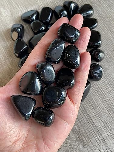 Image of GAF TREASURES 1 /2 LB Black Obsidian Tumbled Stones, Polished Black Obsidian Stone, Black Obsidian Healing Crystals (Black Obsidian)