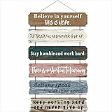 Office Motivational Wall Art Decor, Wood Rustic Hanging Motivational Wall Art Decor Sign, Inspiring Positive Quotes Wall Art, Christian Teachings Faith Wood Decor for Home Living Room Bedroom Bathroom Classroom Gym 12'x20' (6)
