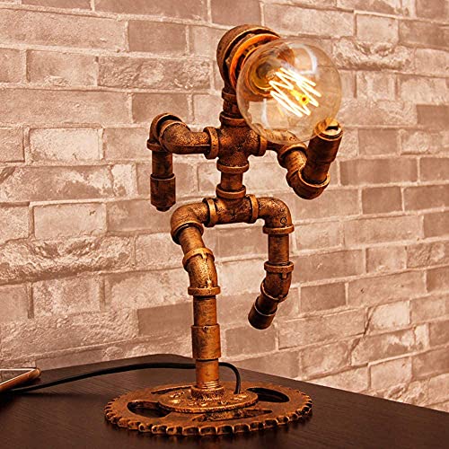 Weekly Top Sale BAYCHEER Creative Desk lamp Retro Style Industrial Embroidery Personality Empty Water Pipe Table lamp in Shape of Running Man for Restaurant ,Bar, Coffee Shop 1 Light Button Switch