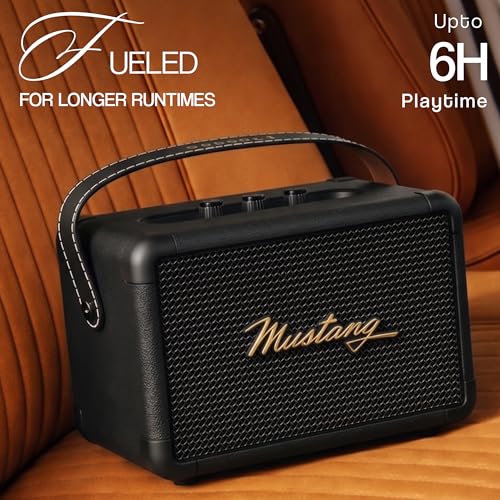 Image of GOBOULT Mustang GT 40, Dual Drivers, Bass Radiator, 6Hrs Battery, Metallic Grill, BTv 6, 40 W Bluetooth Speaker (Apex Black, Stereo Channel)