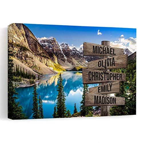 My Soul And Spirit Store - Mountain Range Color Personalized Multi-Names Premium Canvas, Crossroads Personalized Canvas For Wall To Print Framed (48