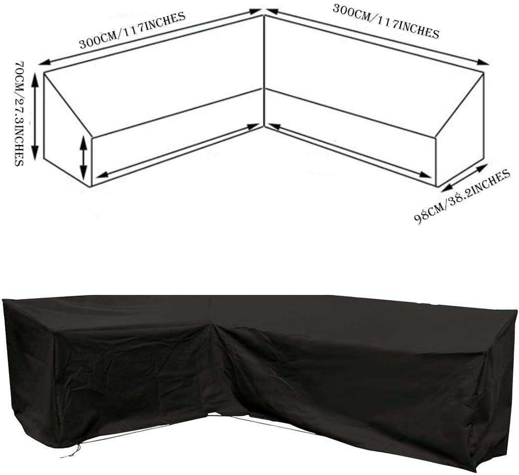 Copridivano Angolare Esterno 300x300cm Nero - Copertura Impermeabile Per Divani A L - Foto 7