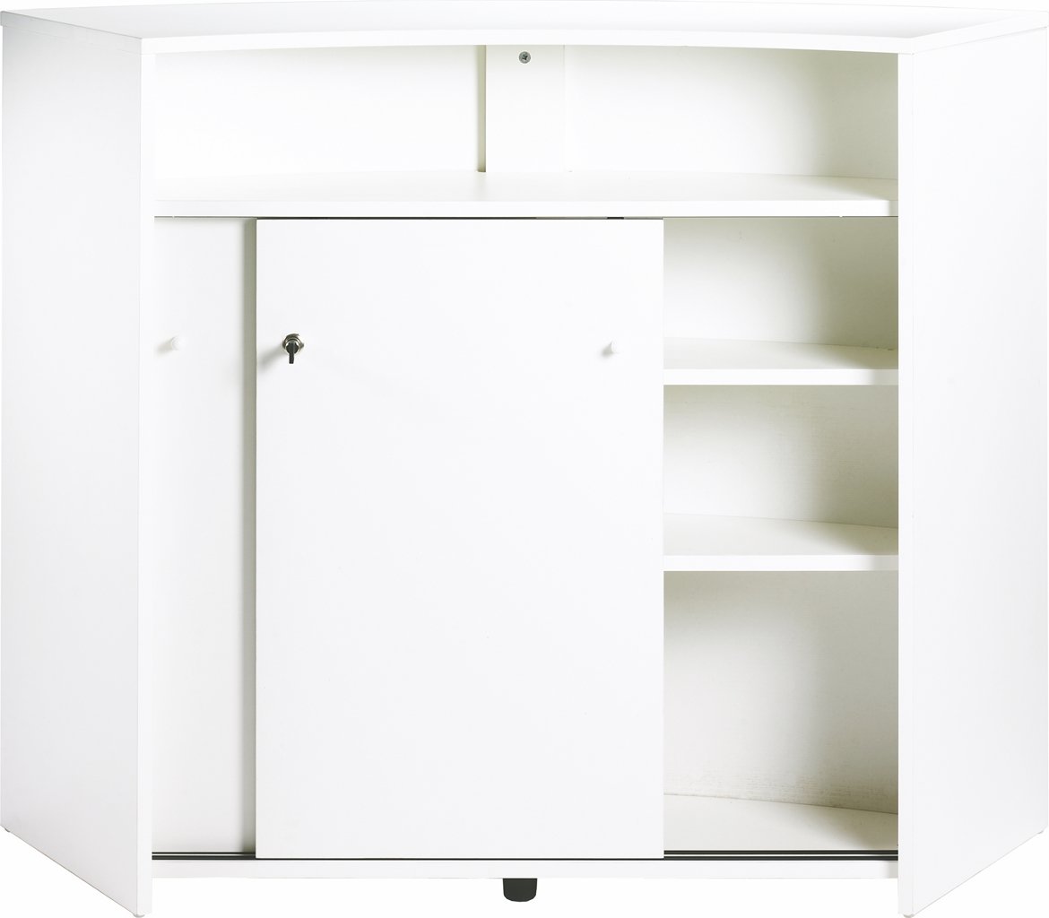SIMMOB Comptoir Bar 2 Portes Blanc Serrure 4 Niches L 134,5 H 104,8 P 55,3 cm - Blanc