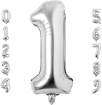Rakam Folyo Balon 34 inç 76-82 cm (Gümüş, 1)