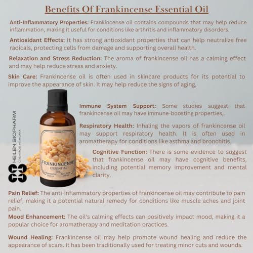 Image of Heilen Biopharm Food Grade Edible Frankincense Essential Oil - 50 mL Bottle Pack of 1, For Health Hairs & Skin Care Aromatherapy