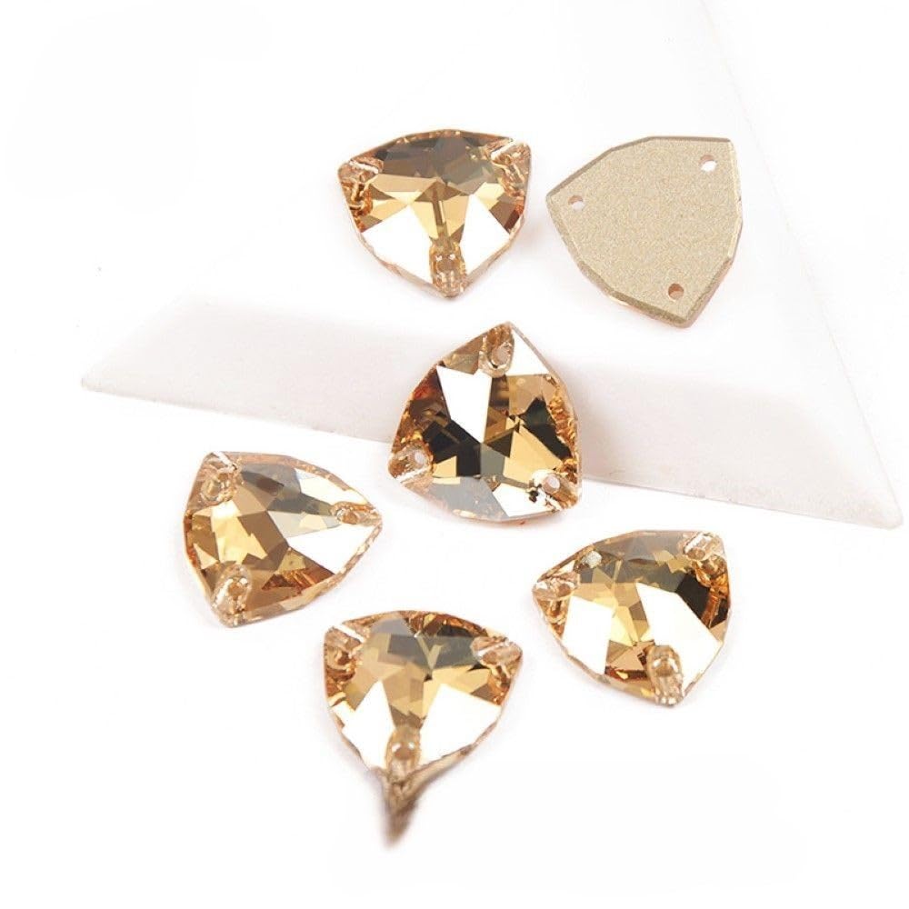 3272 Fat Triangle Sew-On Glass Crystal Rhinestones | Sewing Stones for Clothes, Dresses & Shoes - (Color: Ab/Size: 22Mm 8Pcs)