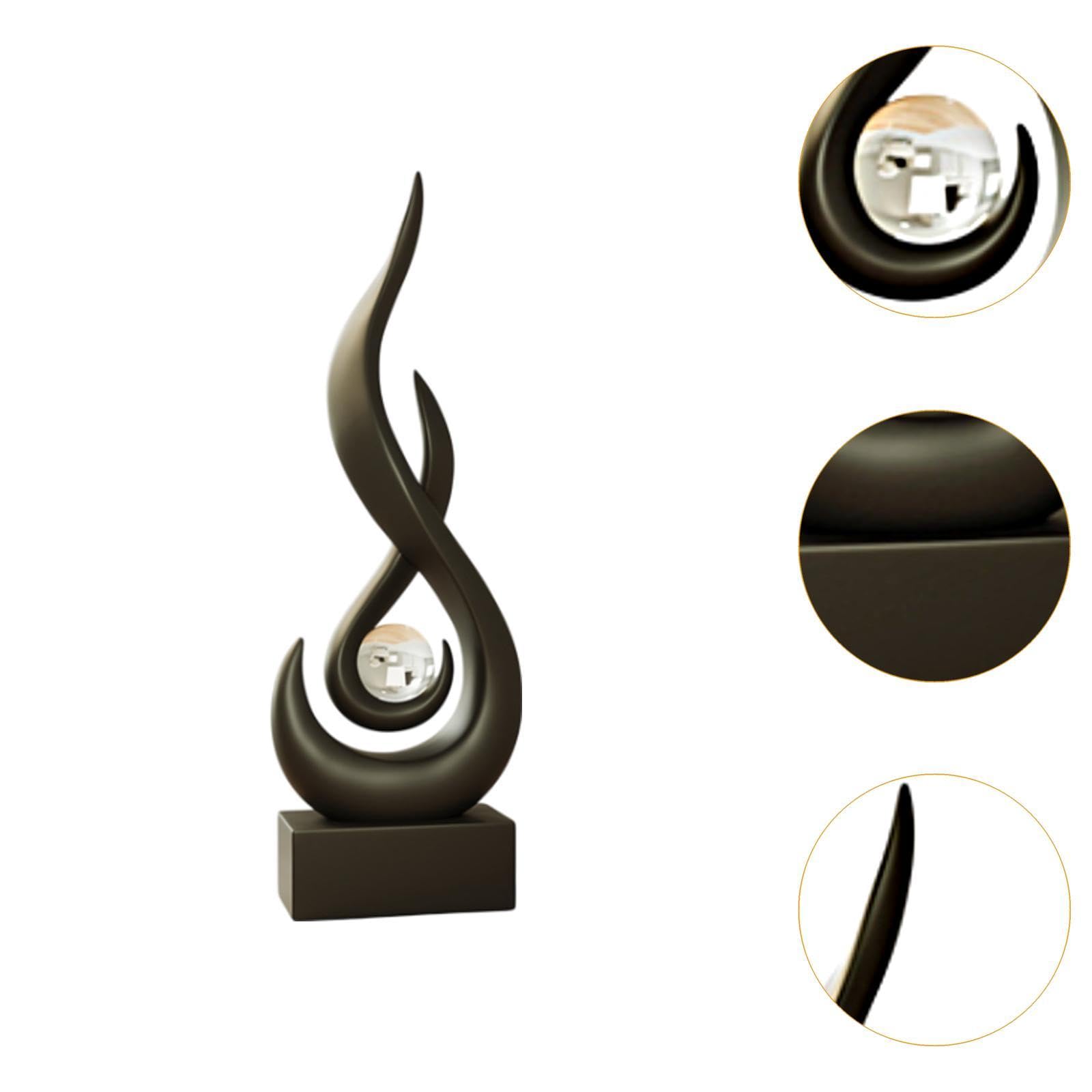 Escultura de Fuego, Estatua Moderna de Resina con Forma de Llama, Detalles Refinados Y Apariencia Artística, Ideal para Oficina, Sala de EST, Negro, Individual