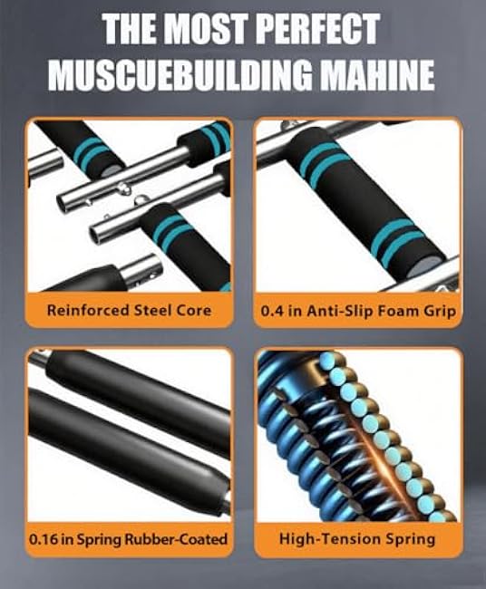 Twister Arm Trainer, 40-100lb Adjustable Chest Workout Equipment, Portable Chest Trainer for Men, Detachable Resistance Power Twister Bar for Home/Travel