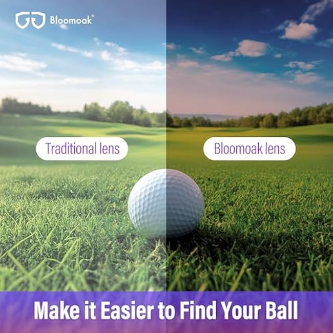 Bloomoak Sport Golf Sunglasses,Wrap UV400 Protection/Vented Frame Prevent Fogging/Superior Visual Clarity to Find Ball