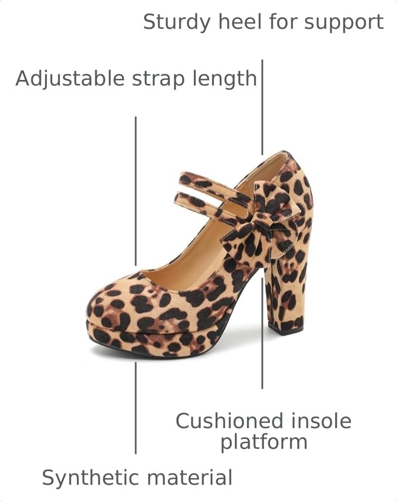 Image of MAIERNISI JESSI Women's Platform Mary Jane Pumps with Bow, 3.94 Inch Block Heel Dress Shoes