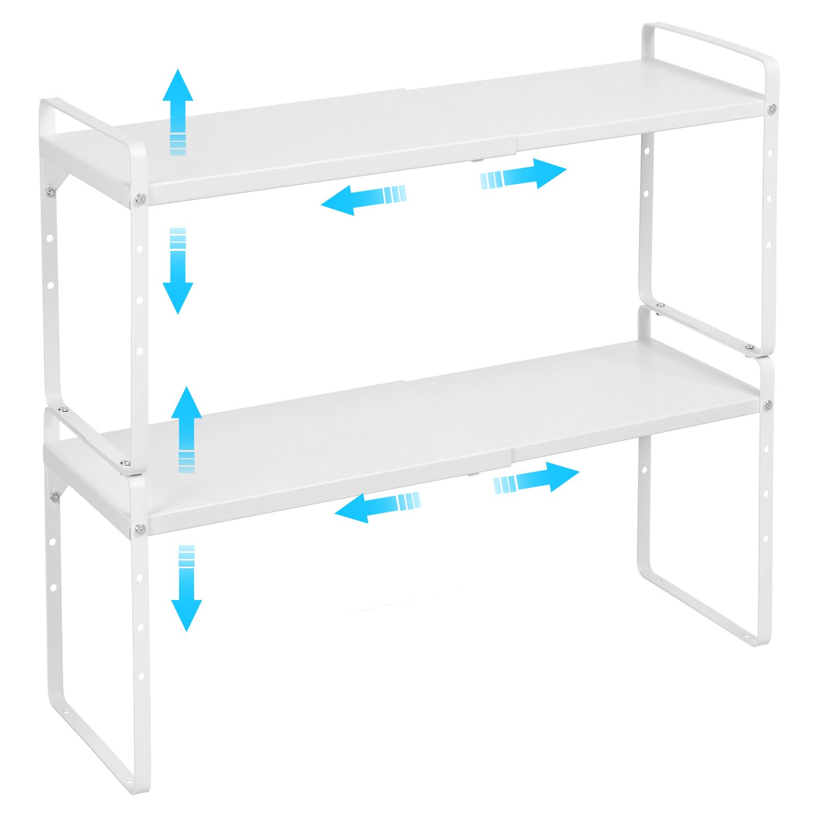 15.5 to 25.5 Inch Expandable Kitchen Cabinet Organizer Shelf, 30 LBS Heavy Duty Stackable Kitchen Counter Storage Shelves Organizers, 2 Pack Adjustable Small Storage Shelf Rack For Cabinet Cupboard