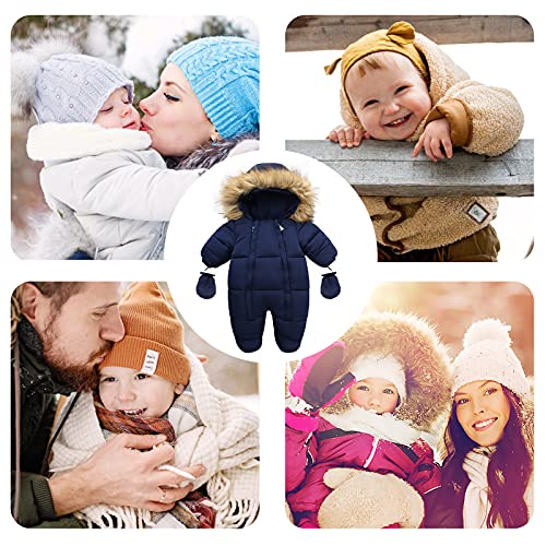 Happy Cherry Infant Snow Romper Winter Jumpsuit Coat Zip Up Hooded Snowsuit Jacket Outerwear One Piece Puffer Bodysuit Long Sleeve Footie Outfit For Newborn Baby Boys Girls Navy 9-12 Months #TOP4