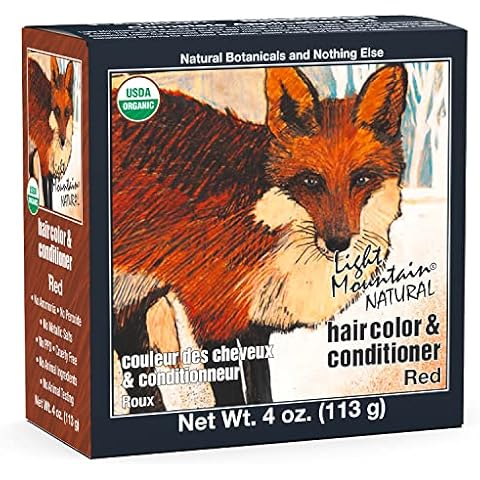 Light Mountain Henna Hair Color & Conditioner – Red Hair Dye, Organic Henna Leaf Powder and Botanicals, Chemical-Free, Semi-Permanent Hair Color + 4 Hair Clips Cover