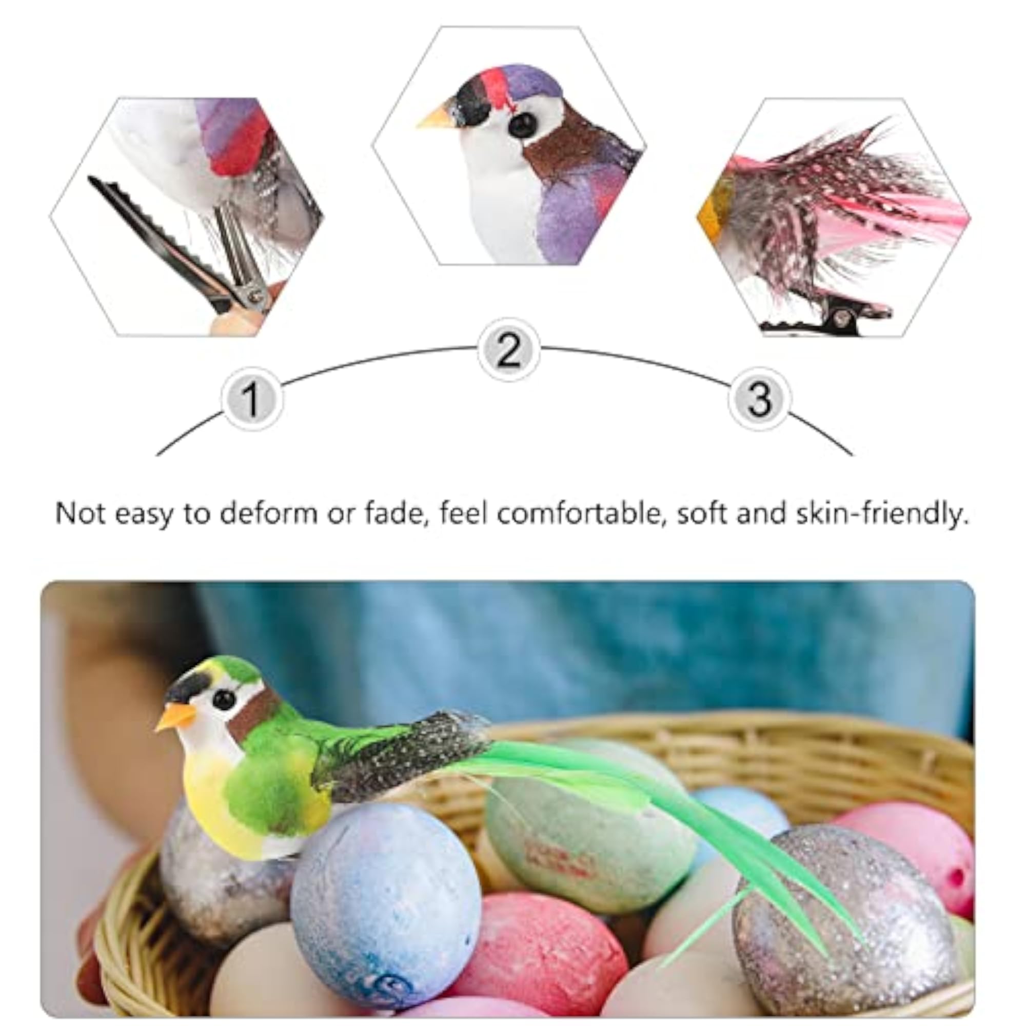12 pcs Artificial Foam Birds Decorative Clip-on Models