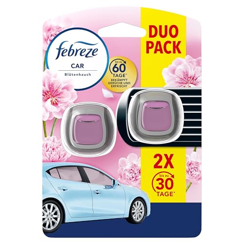 Febreze Auto Lufterfrischer Clip 2 Stück Blütenhauch Auto Duft bekämpft Gerüche bis zu 70 Tage