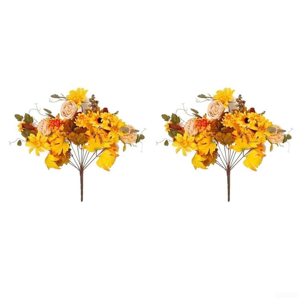 Fleurs artificielles d'automne pivoines et marguerites lot de 2 pour centre de table de mariage