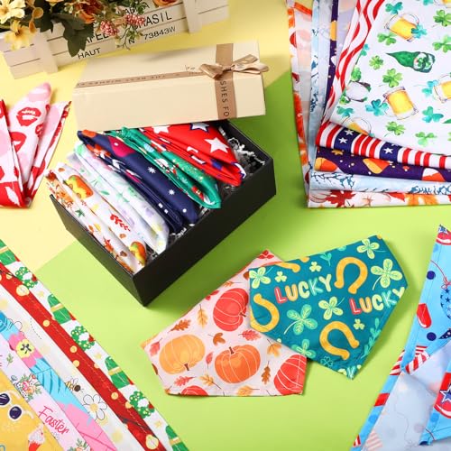 Reginary 72 Packs Holiday Dogs Bandanas Bulk Patriotic Halloween Thanksgiving Christmas New Year Birthday Summer Scarf Bibs Easter St. Patrick's Day Pets Bibs Adjustable Dog Bandana for Pet Costume - Image 7