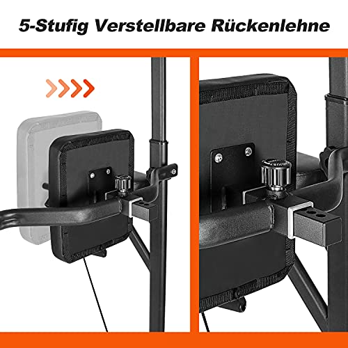 Power Tower Dip Station Kraftturm, Bigzzia Fitnessstation Kraftstation mit Klimmzugstange für Zuhause, Höhenverstellbar… – Bild 5