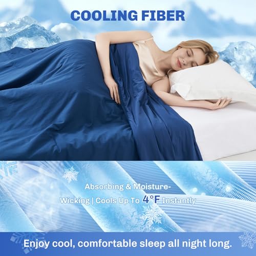 Cooling Comforter King, Summer Blanket for Hot Sleeper, 104"x90" Dark Blue — view 4