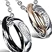 OIDEA Collana per Coppia Lovers Collana in Acciaio Inox Pendente Anello Puzzle Cuore Mosaico zircone Regalo per Amante Argento Oro(1 Coppia)