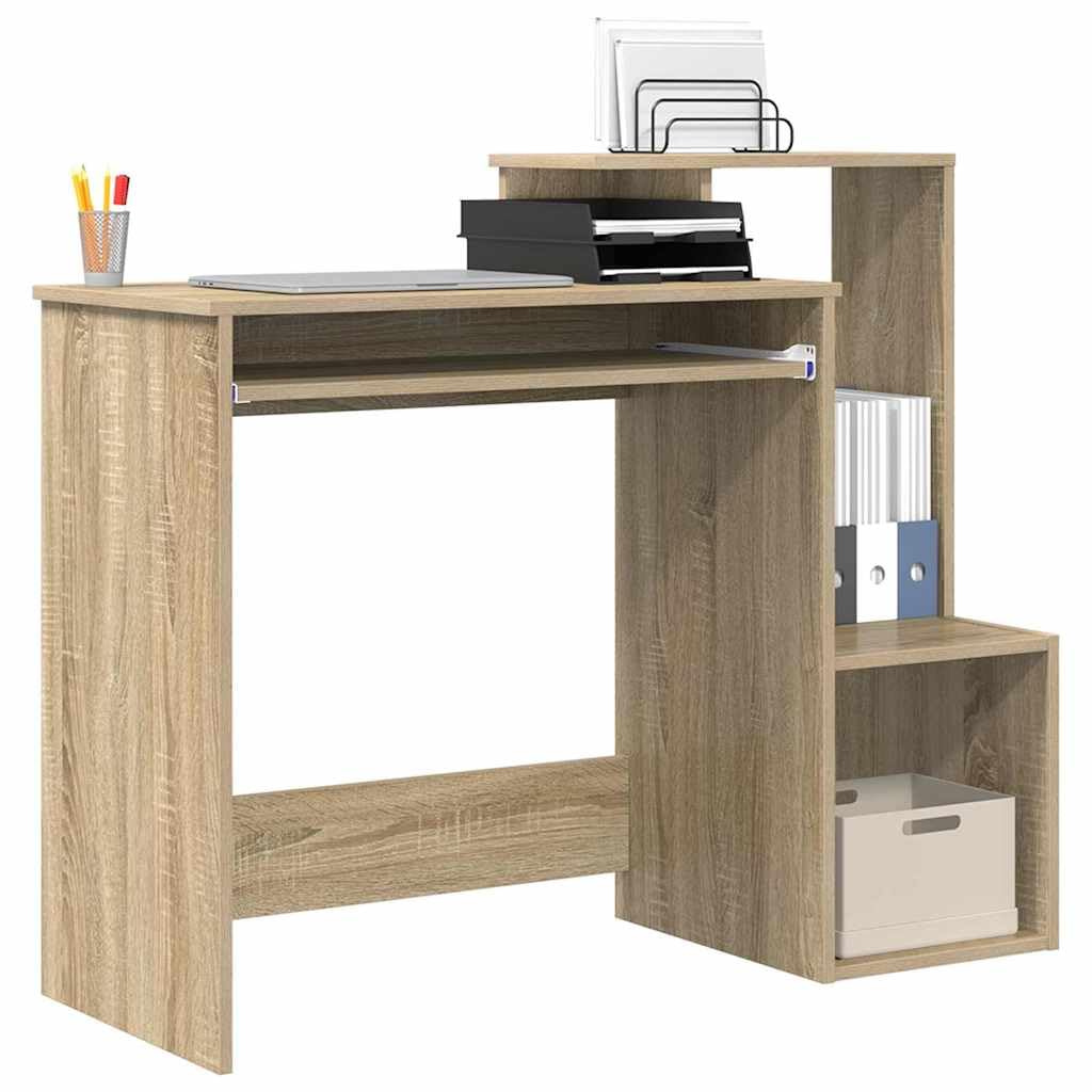 Scrivania in rovere Sonoma, 106 x 41 x 88,5 cm, con cassetto e mensola, moderna scrivania per computer per ufficio, casa, studio, con molto spazio di archiviazione, ergonomica