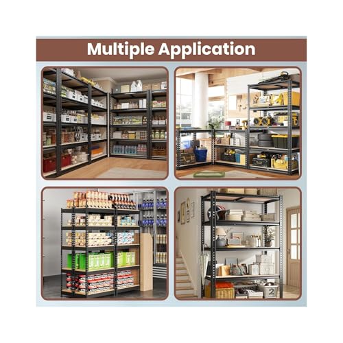 Image of ARLAVYA | 1 Year Warranty | 6 Tier Heavy Duty Boltless Storage Rack (60x24x12 inches) Adjustable Metal Shelving Unit,100kg Load Capacity per Shelf, Multipurpose Storage Rack for Home (Black,DIY)