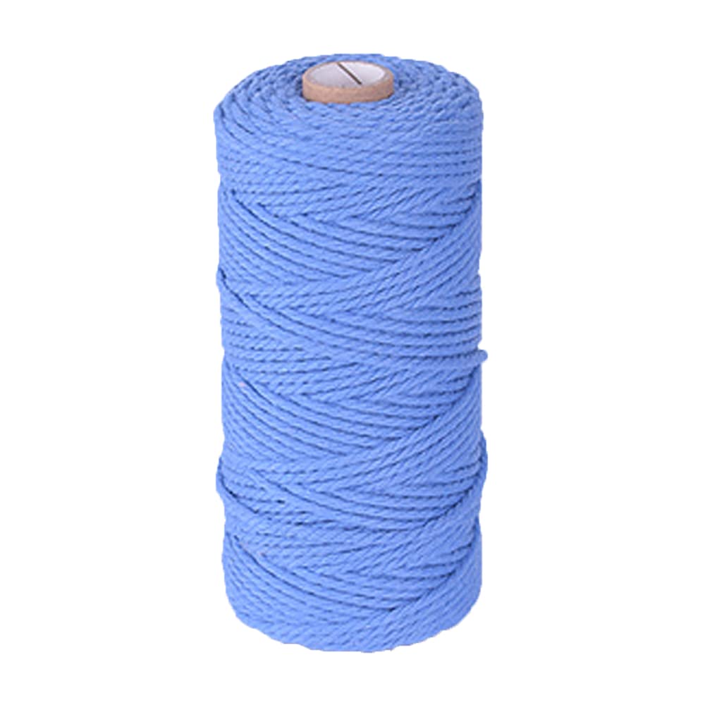 3mm X 109yards Macrame Cotton Cord Colored Cotton Rope Macrame Rope for Handmade Plant Hanger Wall Hanging Craft Making Macrame Supplies Blue