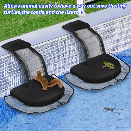Ausstiegshilfe Pool für Tiere, dellyy Pool Ausstiegshilfe Tiere, Schwimmende Rampe Rettungen, Tierrampe Kleintier Swimming Fluchtrampe (Black,2 Stück)