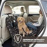 Hainberger Hundedecke Auto Rückbank Wasserabweisende Kratzfeste Autodecke für Hunde wasserdichte rutschfeste Autoschondecke mit Seitenschutz und Sichtfenster,4-in-1 Rücksitzschoner 137x147(mit Muster)