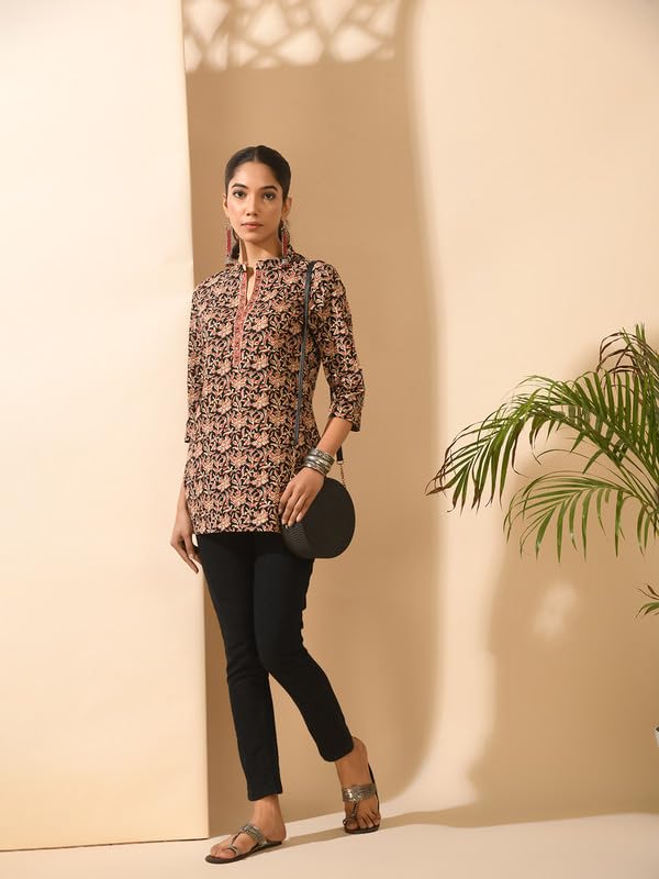 Image of Meesan Women's Casual Ethnic 3 /4 Sleeve Printed Tunic