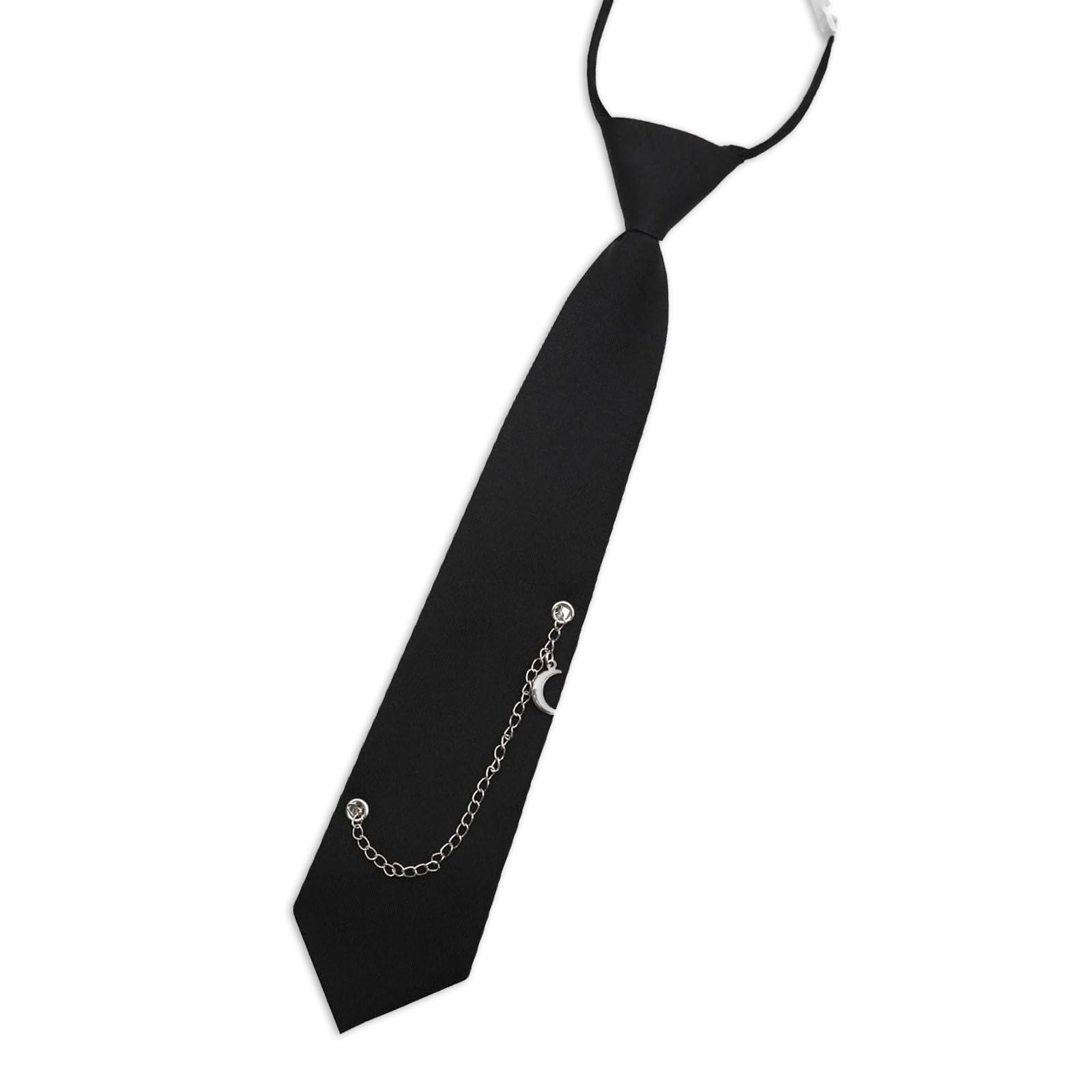 LHXzizizi Black Ties For Women Men, Metal Chain Adjustable Pre-Tied Necktie for Uniform School Wedding Party Leisure