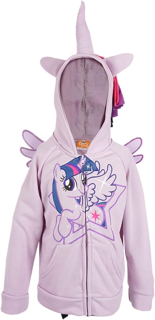 Twilight Sparkle Children's Hooded Jumper with Wings I Unicorn Children's Jacket Pink I Size: 110-122