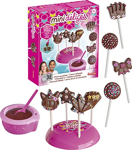 MINI DÉLICES - Kit Création Sucettes Chocolat Pour Enfants dès 6 Ans - Cuisine Créative - Kit Patisserie Sans Cuisson - Activité Manuelle - Fabrique de Chocolat - Accessoires Inclus - Lansay