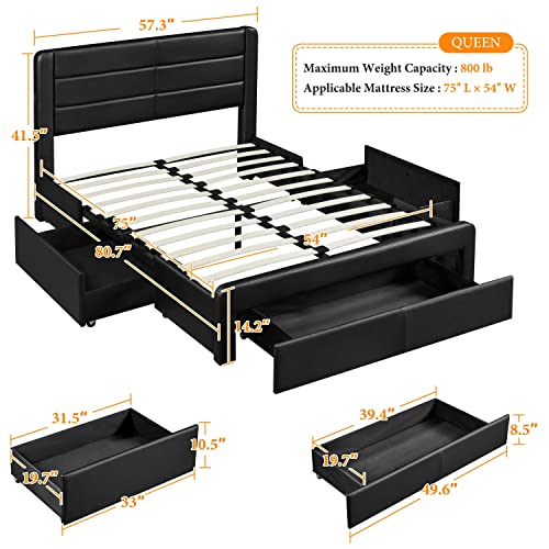Yaheetech-Full-Size-Bed-Frame-with-2-USB-Charging-StationsPort-for-Type-AType-C3-Storage-Drawers-Leather-Upholstered-Platform-Bed-with-HeadboardSolid-Wood-Slat-SupportNo-Box-Spring-NeededBlack
