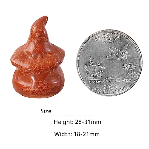 Nupuyai 2pcs Red Jasper Mini Crystal Stone Halloween Skull Pumpkin Statue Set - Image 2